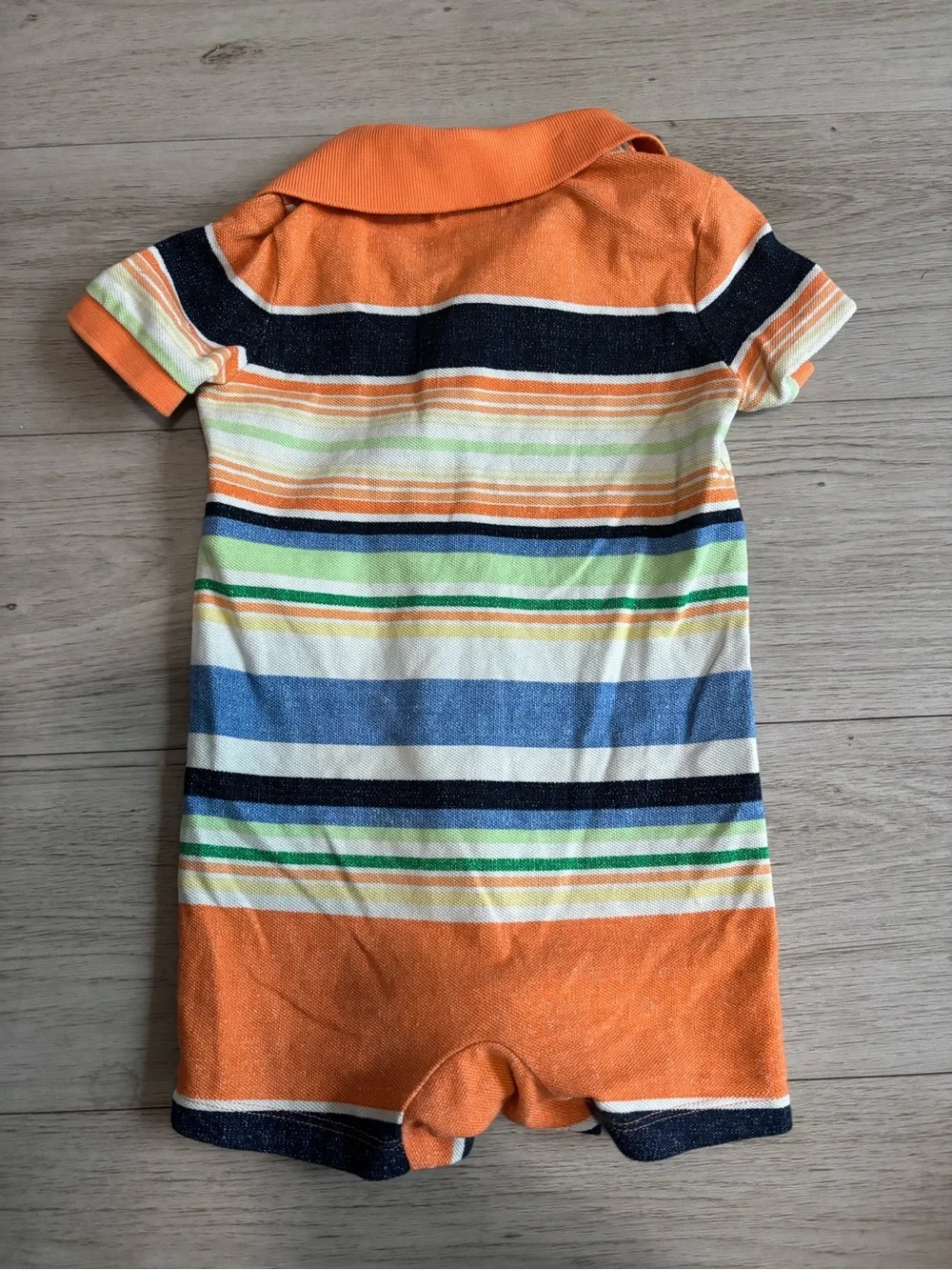 Ralph Lauren Collared Striped Romper Orange, Blue, Green & Yellow 18 Months